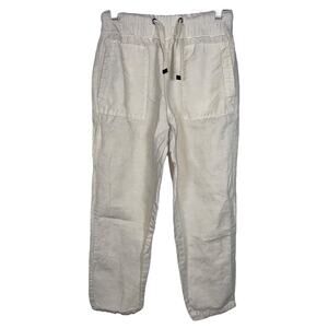 ZARA Cream Ivory Linen Blend Drawstring Stretchable Pants     Size: S